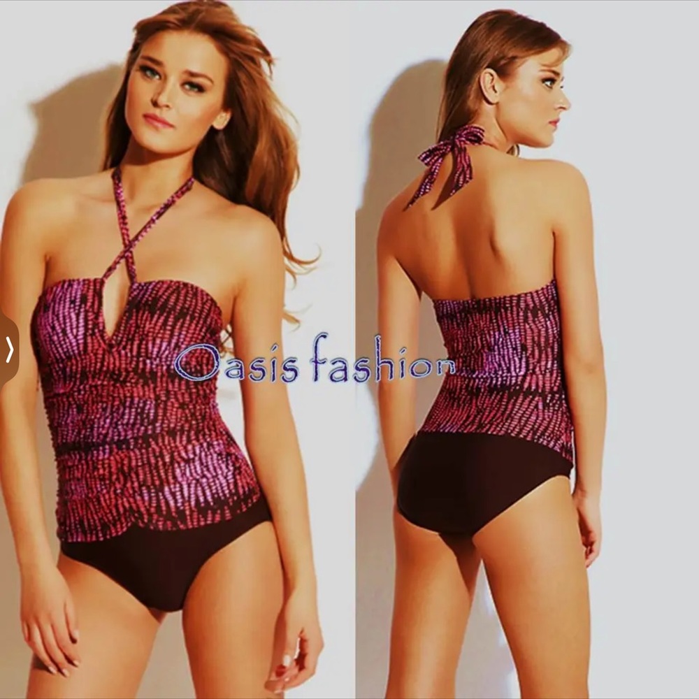 Leilani womens swimsuit One Piece Rivera Sun Bandeau shirred Papaya NWT 8 12 14